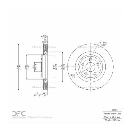 Dynamic Friction Co Disc Brake Rotor - 600-42002 600-42002